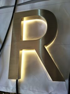 Brushed Sliver Letter R AVS Group Global Backlit Lettering